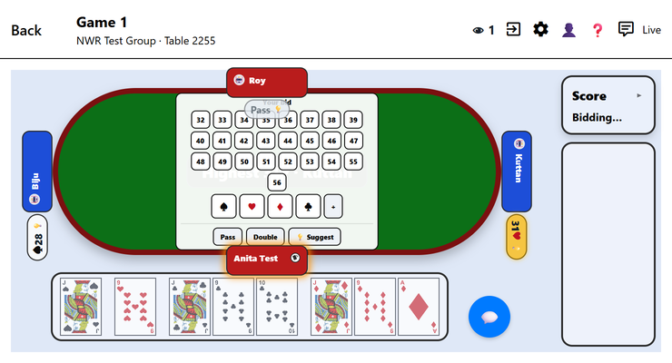 The same table on a phone, held sideways
