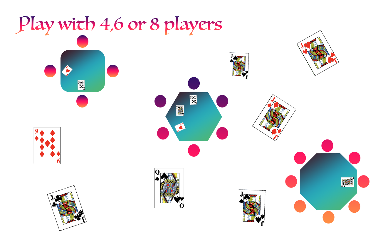 Tables for 4, 6 or 8 players